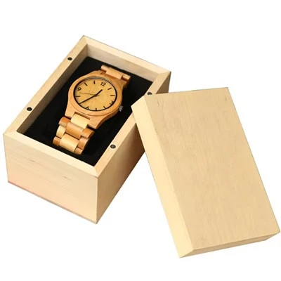 Boîte à montre longue magnétique en bois